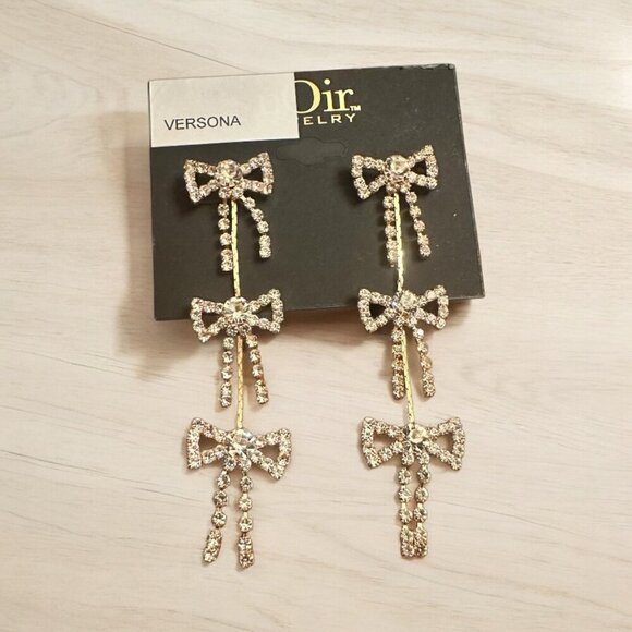 nOir Jewelry Crystal Bow Drop Earrings - NWT - Picture 5 of 6